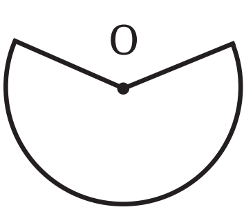 A sector of a circle with point O marked as the vertex