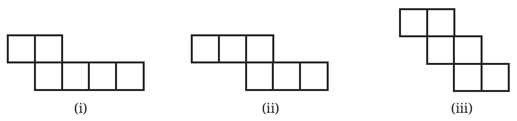 Net diagrams to identify as potential cube nets (i) to (iii)