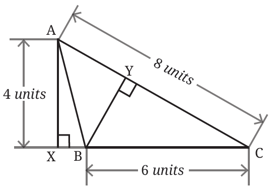 Triangle with sides and altitude labeled