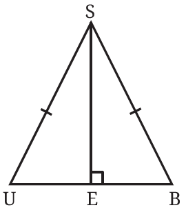Isosceles triangle SUB with altitude SE