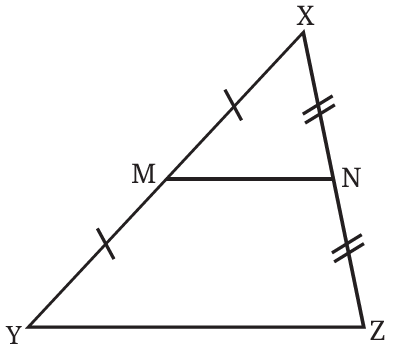 Triangle XYZ with midpoints M and N forming triangle XMN