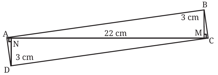Quadrilateral ABCD with diagonal AC and perpendiculars BM and DN