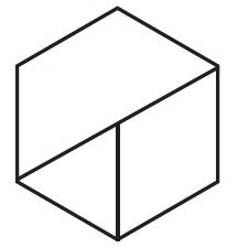Regular hexagon divided into a trapezium, equilateral triangle, and rhombus