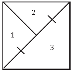 Square divided into regions 1, 2, and 3