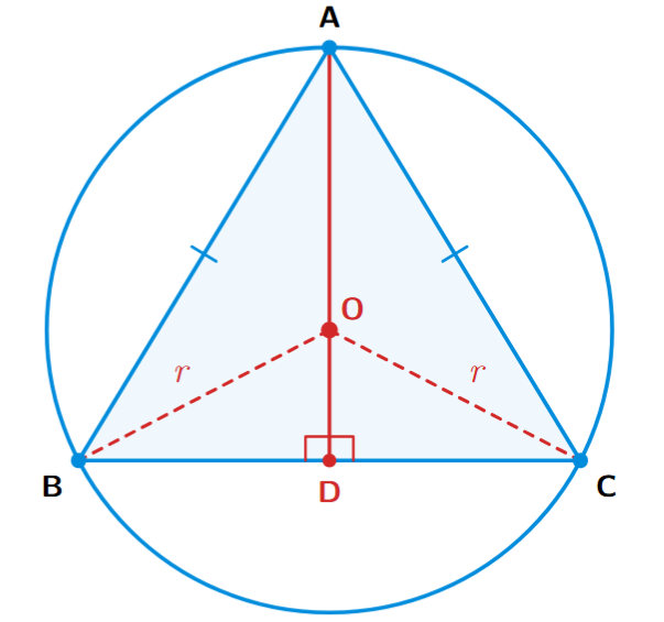 Isosceles triangle inscribed in a circle