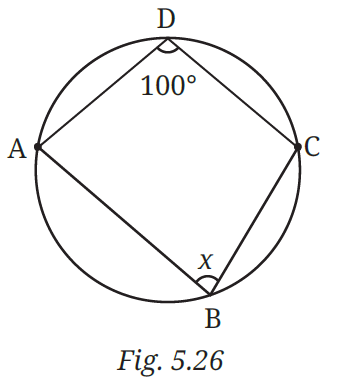 Geometric diagram showing angles in a circle