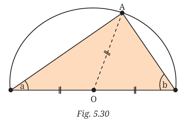 Semicircle with central and inscribed angle