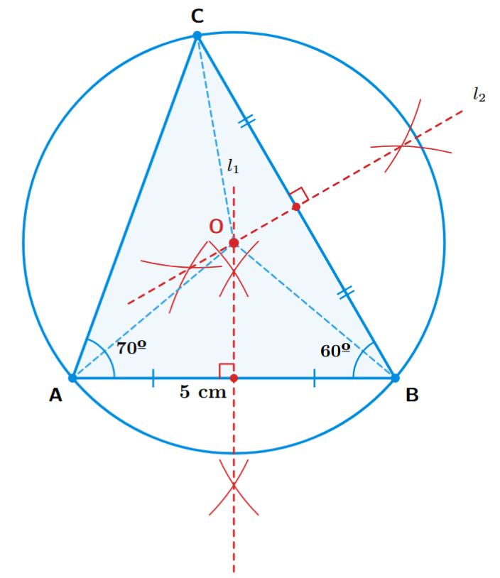 Circumcircle of an acute triangle ABC