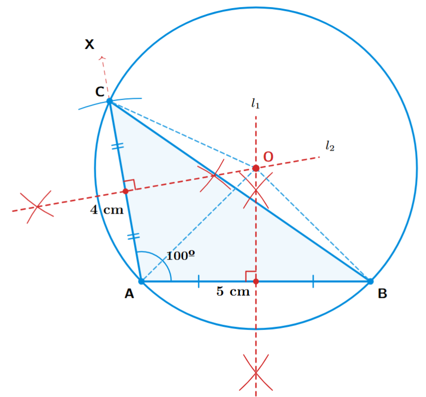 Circumcircle of an obtuse triangle ABC