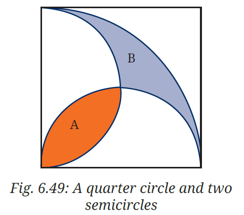 Fig. 6.49: A quarter circle and two semicircles