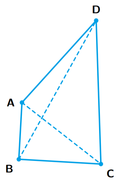 Quadrilateral ABCD with diagonals AC and BD drawn to form triangles for angle comparison